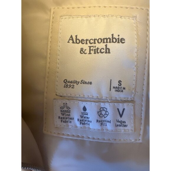 Abercrombie & Fitch Puffer Vest S Vegan Leather Wind & Water Resistant Fabric Re - Picture 2 of 3